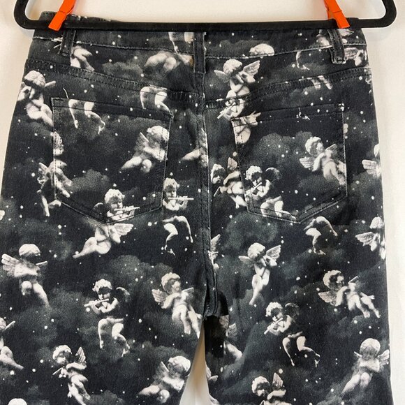 Delia's Cherub Jeans M Black Gray White Bell Bottom Flare Dolls Kill - Picture 7 of 11